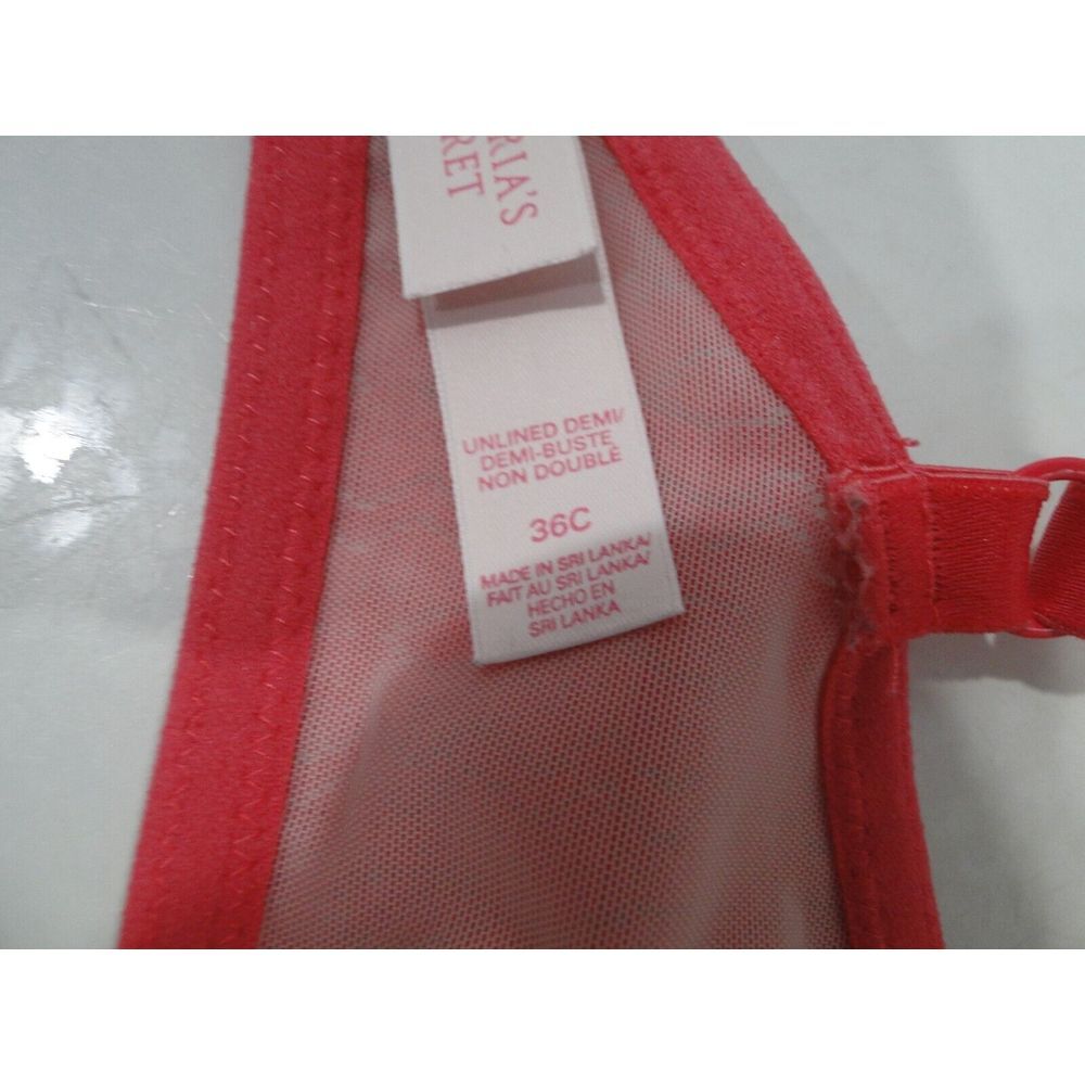 Victorias Secret Unlined Demi Sheer lace Bra size 36C Pink - Picture 5 of 6